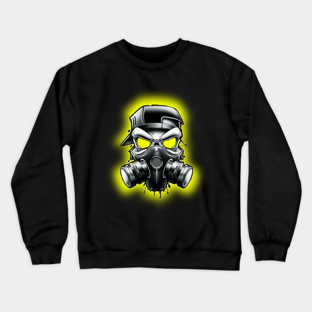 Toxic/Radioactive Skull Gas Mask Crewneck Sweatshirt by Taylor'd Designs